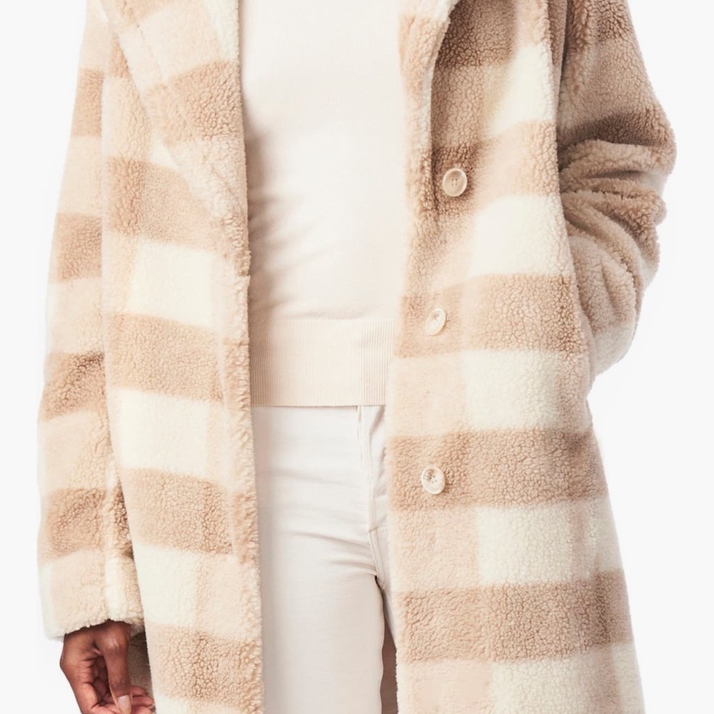 Bernardo Cream and Tan faux shearling teddy coat
